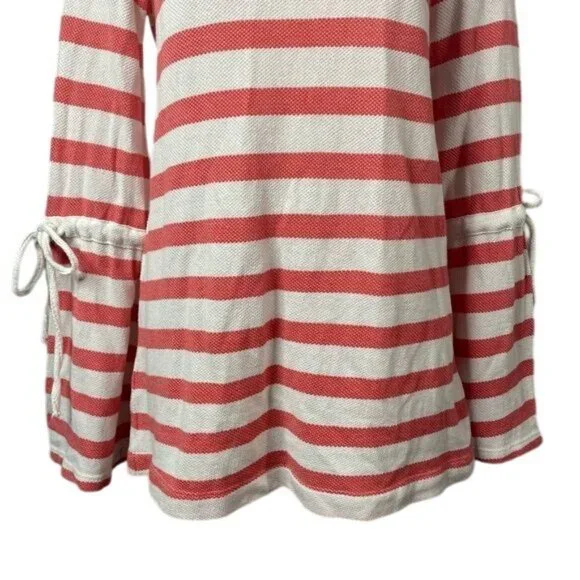 Caslon Pink White Striped Bell Sleeve Dress Gogo Style Oversized Sweater Dress S - Picture 7 of 13